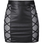 Stretch Wetlook Mesh Skirt with Criss Cross Detail Black > Clothes > Dresses and Chemises