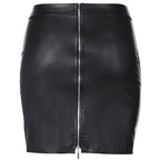 Stretch Wetlook Mesh Skirt with Criss Cross Detail Black > Clothes > Dresses and Chemises
