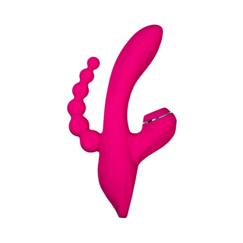 JOS Tripling Triple Stimulator – Waterproof Silicone Vibrator with Anal Beads and USB Rechargeable Pink > Vibrators > Ladies > Rabbit Multi Main image