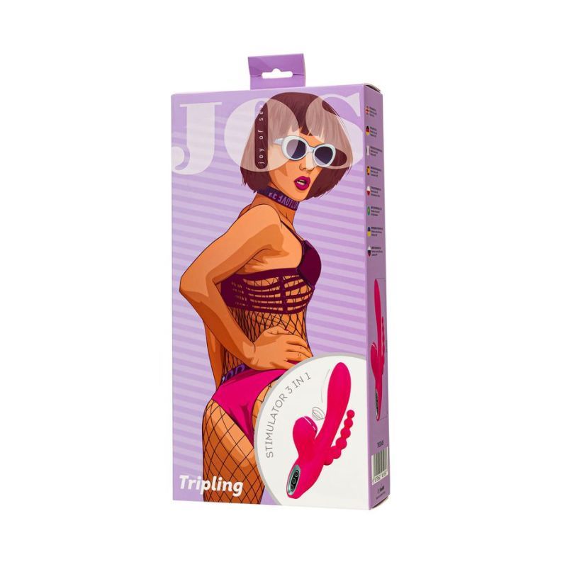 JOS Tripling Triple Stimulator – Waterproof Silicone Vibrator with Anal Beads and USB Rechargeable VIBRATORS-RABBIT-MULTI