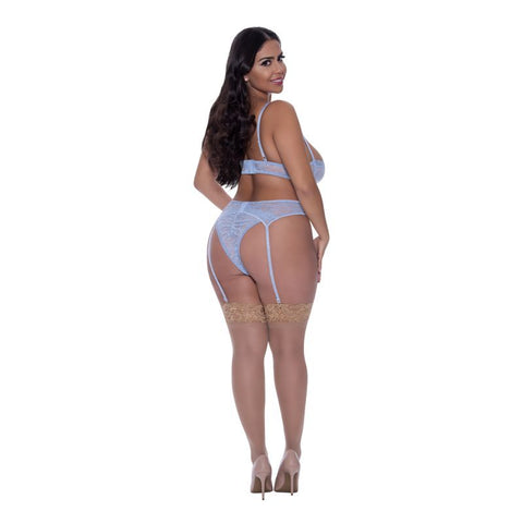 Demi Bra Garter and Thong Set UK Size S/M to L/XL > Clothes > Bra Sets