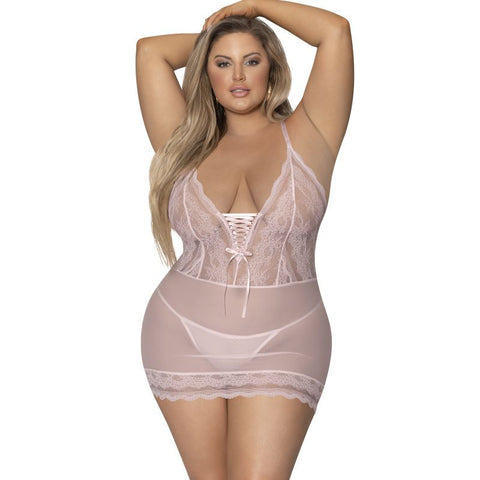 Lace Chemise and G-String Blush Size S/M to Queen Queen > Clothes > Dresses and Chemises