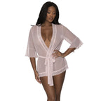 Robe with Lace Trim Turquoise - Sizes S/M to Queen > Clothes > Womens Robes & Sleepwear