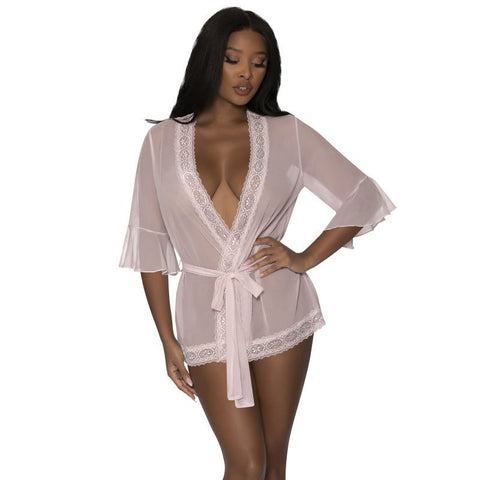Robe with Lace Trim Turquoise - Sizes S/M to Queen Lingerie & Sexy Apparel