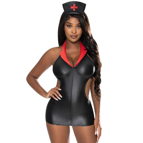 Night Nurse Costume with Cutouts and Headband Accessory Costumes