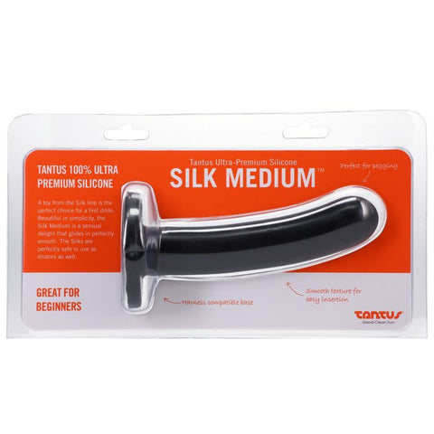 Silk Dildo Medium Onyx - Safe Silicone Adult Toy Dongs Neutral