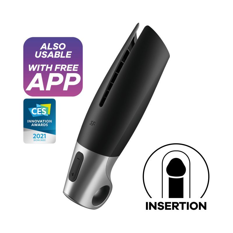 Satisfyer Power Masturbator Black Silver Strokers - Auto