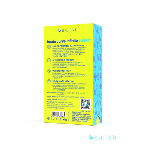 Bcute Curve Infinite Classic Citrus Yellow Waterproof Vibrator Vibrators - G Spot
