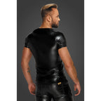 Wetlook T-Shirt with Snake Print Sleeves – Glossy Fabric Men's Shirt Small > Clothes > Mens Latex