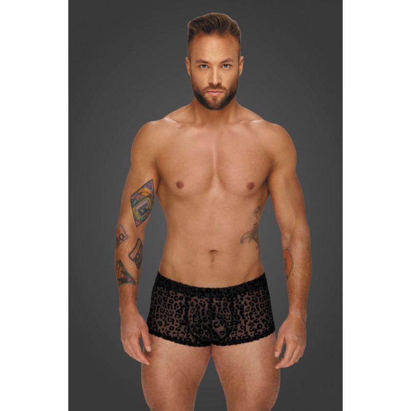 Noir Sheer Animal Print Pants – Form-Fitting Transparent Powernet Pants X Large > Clothes > Mens Briefs