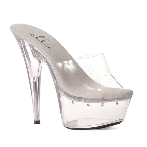 Slip On Rhinestone Platform Clear 6 Inch Clear 9 Heels