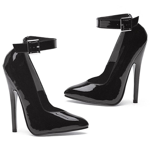 Fetish Pump with Ankle Strap Black 6 Inch Heels 7 Heels