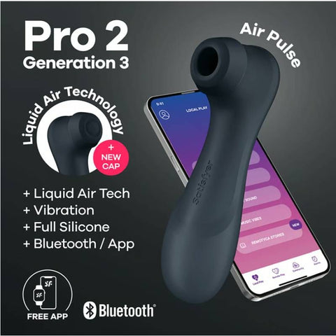 Satisfyer Pro 2 Gen 3 App Control Clitoral Stimulator in Black STIMULATORS