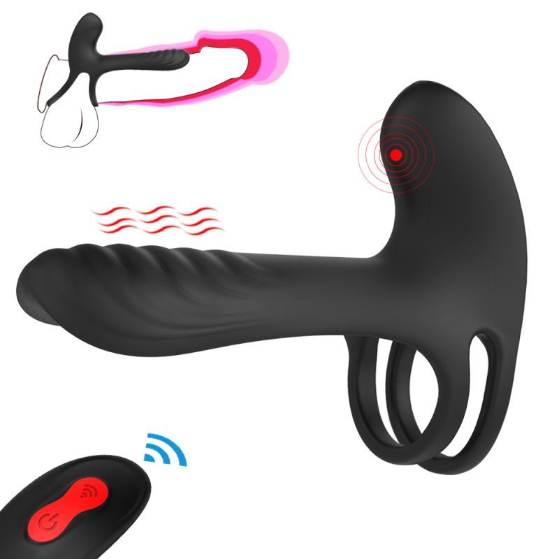 Frank Remote Control Vibrating Penis Shaft and Clitoral Stimulator – Premium Remote-Controlled Penis Enhancer Black SLEEVES