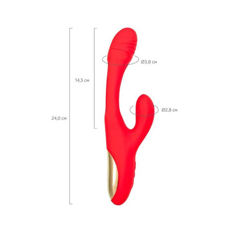 JOS Patti Moving Tongue Rabbit Vibrator in Red VIBRATORS-RABBIT