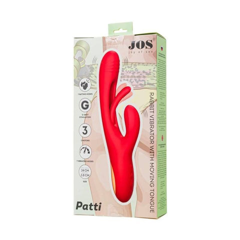 JOS Patti Moving Tongue Rabbit Vibrator in Red VIBRATORS-RABBIT