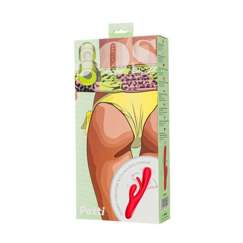 JOS Patti Moving Tongue Rabbit Vibrator in Red VIBRATORS-RABBIT