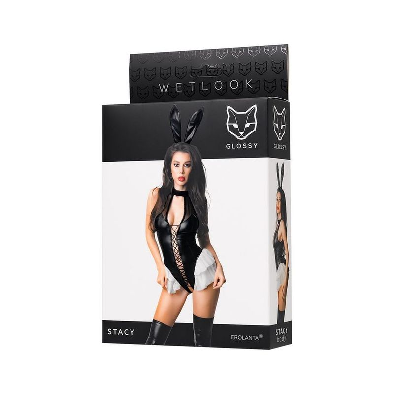 Glossy Stacy Bodysuit with Tie-Up Detail and Fluffy Tail > Clothes > Bodies and Playsuits