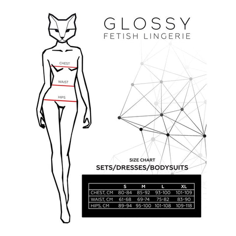 Glossy Jodi Bodysuit With Strappy Detailing Size S-M Bodystocking