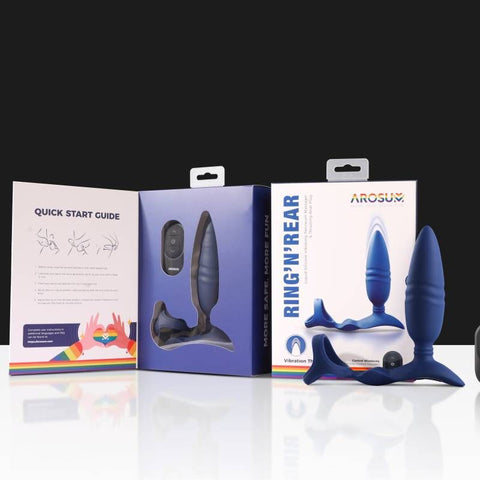 Ring and Rear Dual Thrusting Anal Probe with Cockring and Remote – Remote-Controlled Anal Probe and Cockring Set Prostate Tools