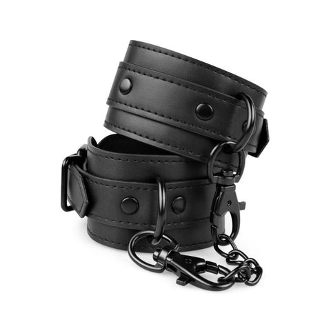 Faux Leather Handcuffs in Black for Intimate Bondage and Pleasure > Bondage Gear > Restraints
