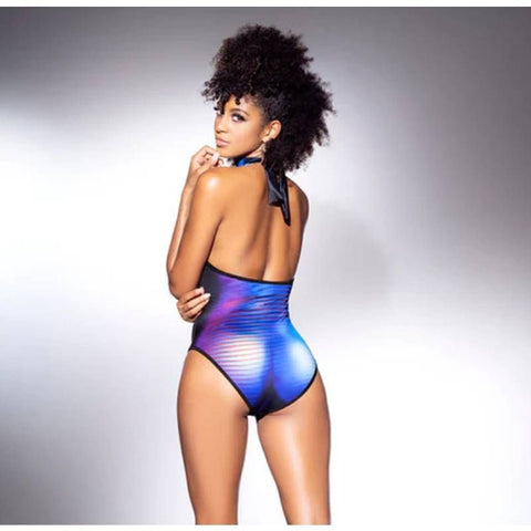 Moonlight Blue Halter Neck Bodysuit for Adults Bodystocking