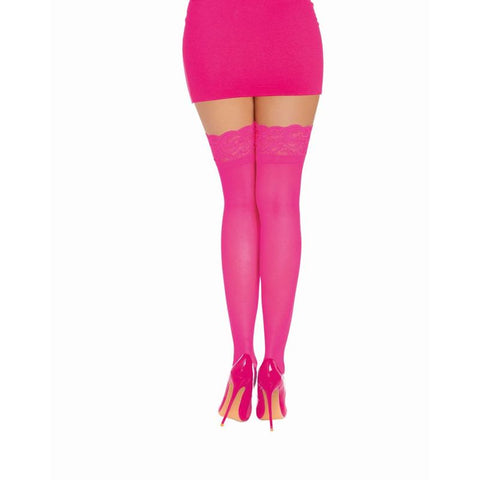 Dreamgirl Thigh High Silicone Stockings Neon Pink Hosiery