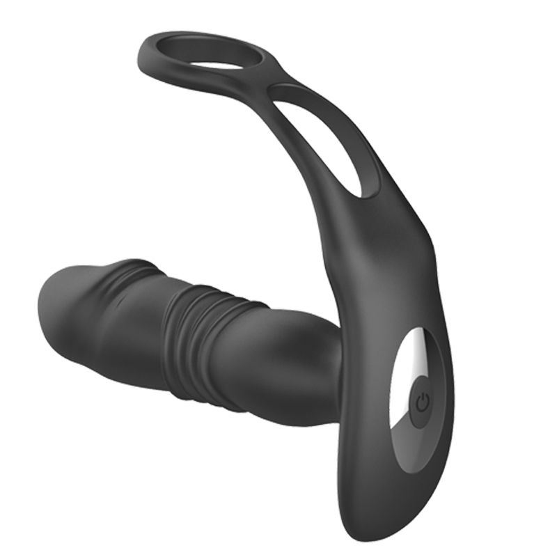 Thrusting Silicone Butt Plug with Cockring and Remote – Waterproof Remote-Controlled Butt Plug ANAL TOYS