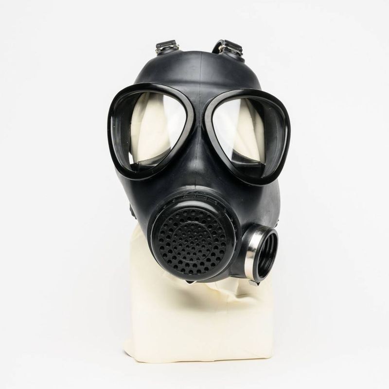 Military Adjustable Strap Rubber Gas Mask Black Black Blindfold
