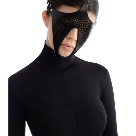 Ex Machina Genuine Leather Black BDSM Mask for Role Play and Fetish Masks