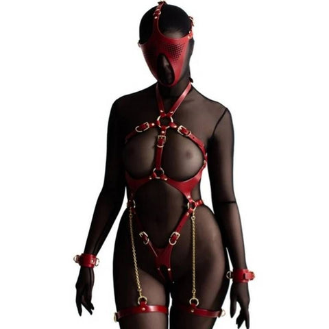 Ex Machina Genuine Leather Red Mask for Role Play and Costume Masks