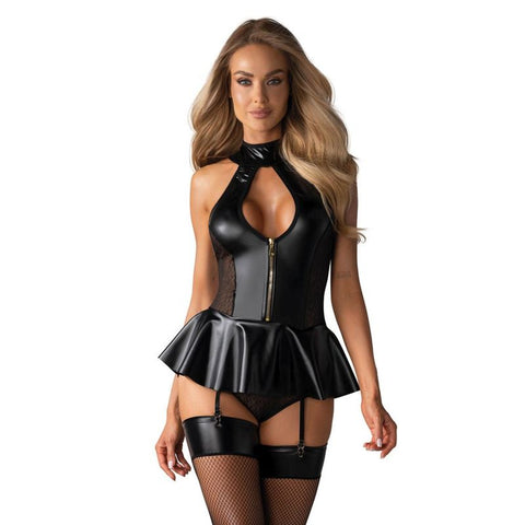 Hot Corset and Panties Set in Black Large Extra Large Bodystocking