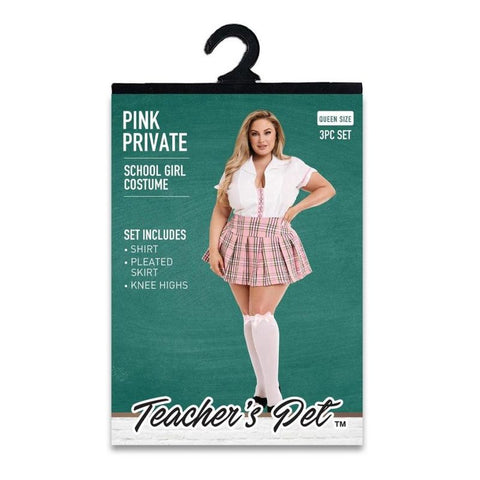 3 Pc Pink Private School Girl Costume for Fun Parties Costumes