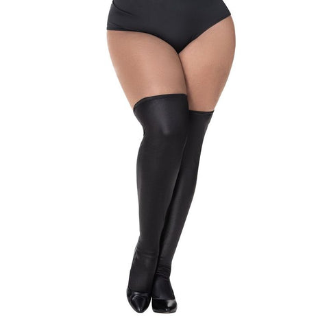 Thigh High Vinyl Gloss Black Stockings for Sensual Style Lingerie