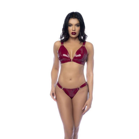 Wet Look Vinyl Two Piece Set Gloss Wine > Clothes > Bra Sets