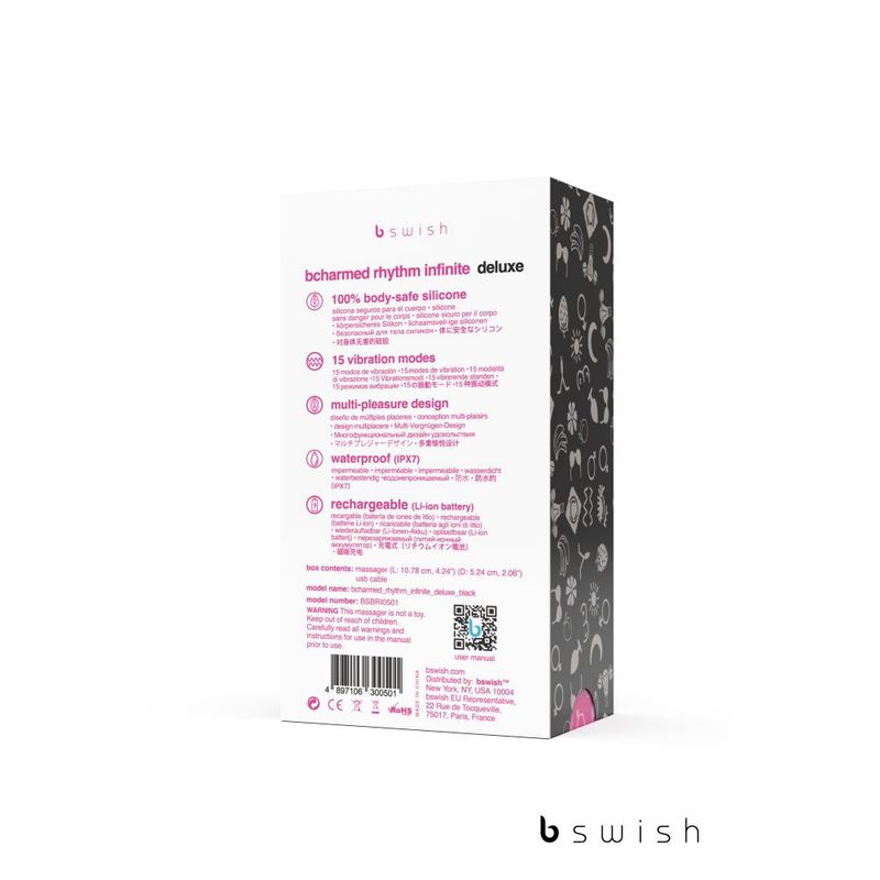 Bcharmed Rhythm Infinite Deluxe Black 15 Vibration Modes Default Title > Cock Ring > Vibrating