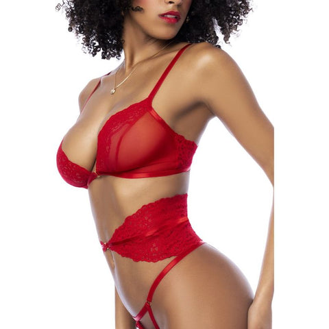 Red 3 Pc Set w/ Bra, Panties and Flexible Corset > Clothes > Bra Sets