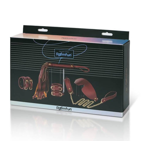 8 Pc Deluxe Bondage Play Kit Burgundy Gold Set for Couples BONDAGE-KITS
