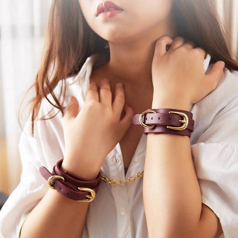 8 Pc Deluxe Bondage Play Kit Burgundy Gold Set for Couples BONDAGE-KITS
