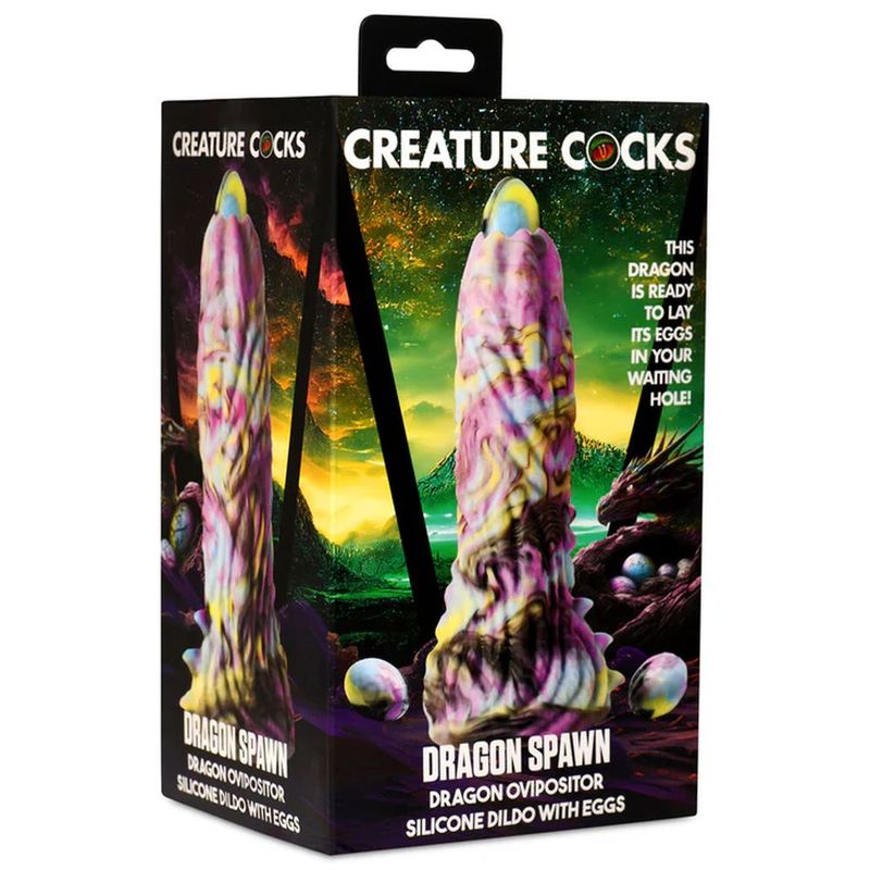 Dragon Spawn Dragon Ovipositor (Multicolor) – Silicone Dildo with Eggs 6 inch > Dildos > Fantasy