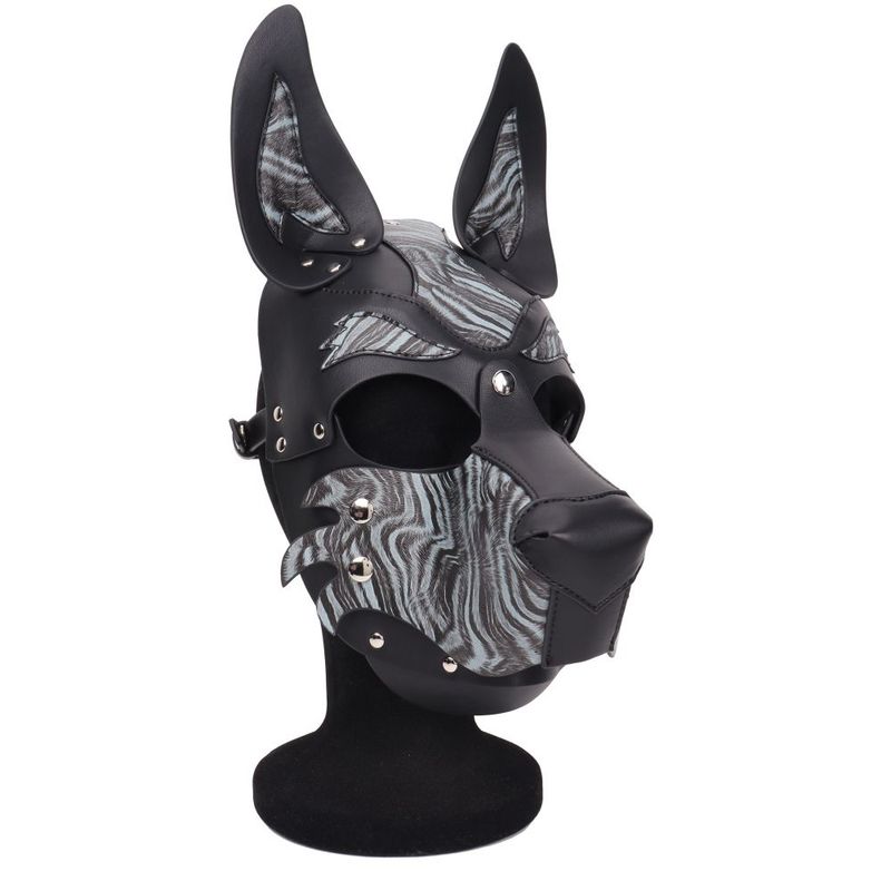 Adjustable Pup Hood With Detachable Press Stud Nose Piece – Dog Mask Blue > Bondage Gear > Bondage Hoods