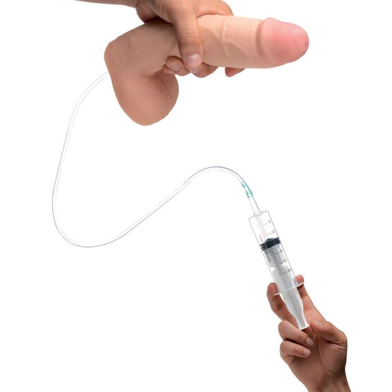 Squirting Dildo 9 Inch Dual-Density with Syringe Attachment – Lifelike Dildo > Dildos > Squirting Dildos