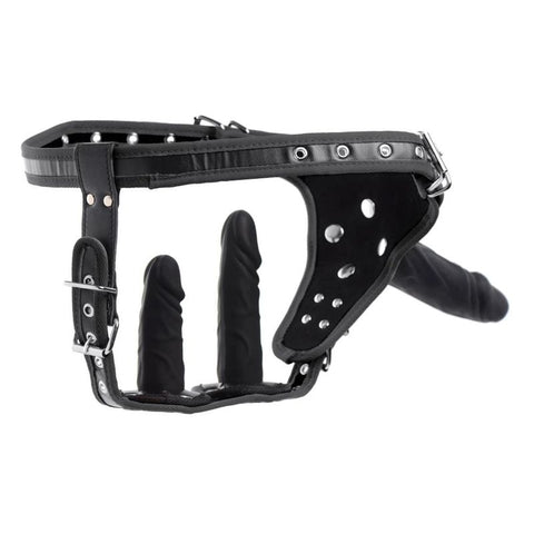 Double Penetration Strap On Harness With Three Detachable Dildos STRAP-ONS