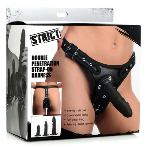 Double Penetration Strap On Harness With Three Detachable Dildos STRAP-ONS
