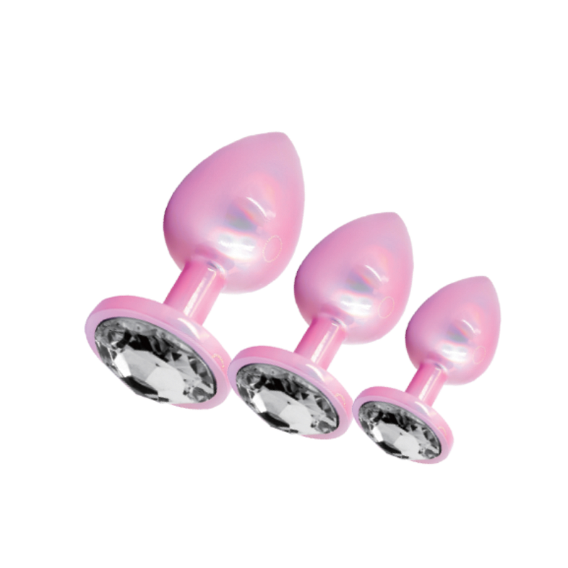 Sxe Stainless Steel Comfort Three Piece Butt Plug Set Pink > Anal Range > Jewel Butt Plugs
