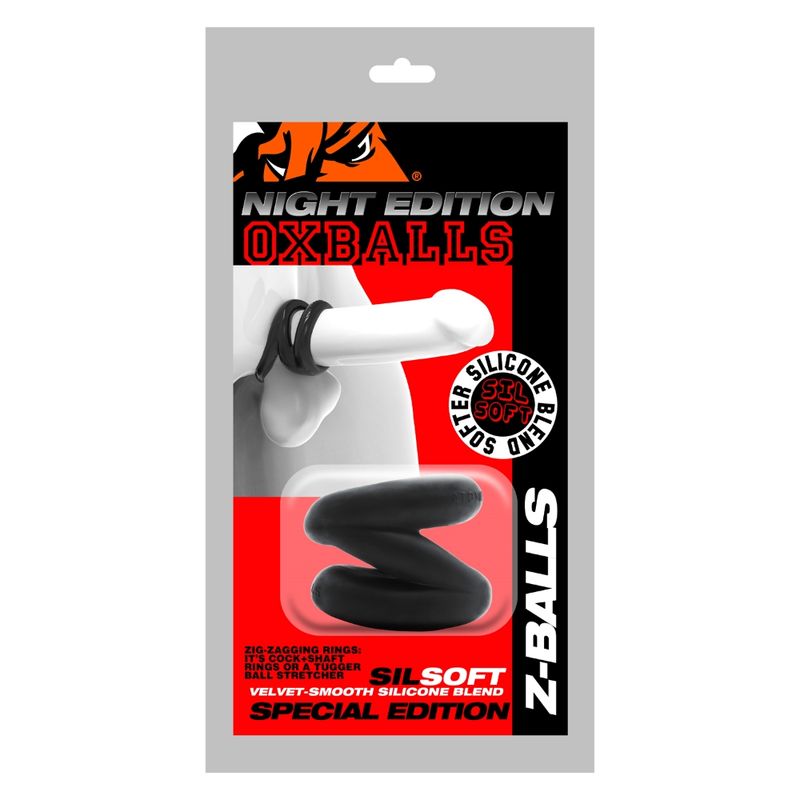 Z Balls Zig Zag Cock Ring and Ball Stretcher Night Edition > Sex Toys For Men > Ball Stretchers