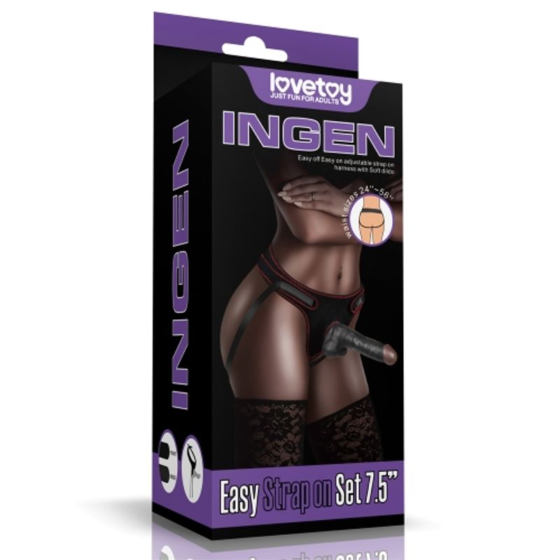 Easy Strap-On Set (Black) – Adjustable Strap-On Harness with 7.5 Inch Realistic Dildo > Dildos > Strap On Dildos
