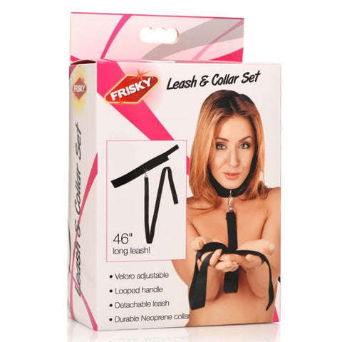 Neoprene Black Collar and Leash Set for BDSM Play Black > Bondage Gear > Collars