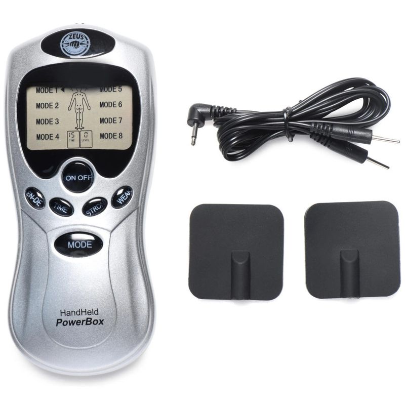 Zeus Handheld Power Box with Black Silicone Pads – Portable 8 Mode Electro Stimulation Unit Secondary image