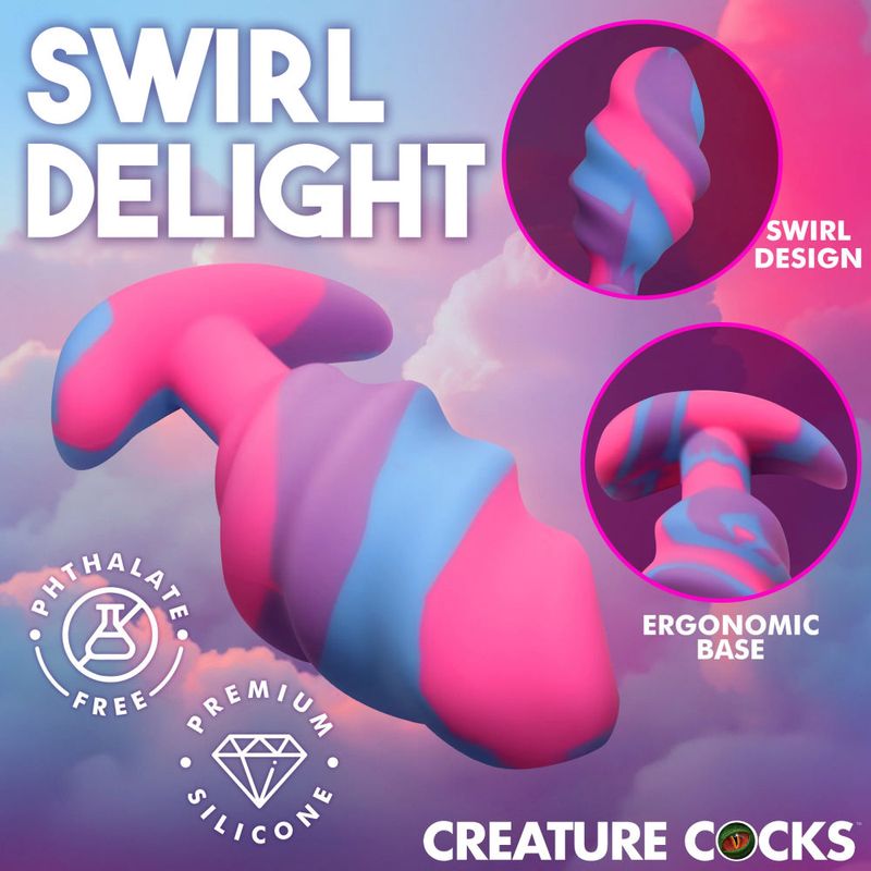 Unicorn Swirl Large Silicone Butt Plug – Body-Safe Silicone Butt Plug Secondary image